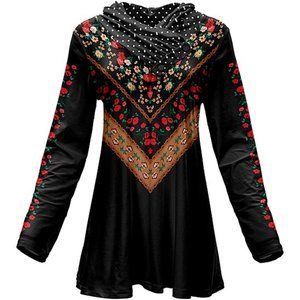 Black & Red Floral Polka Dot Tunic